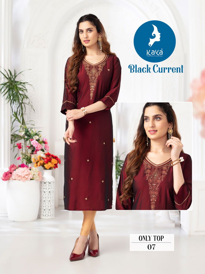 Black Current By Kaya Viscose Silk Kurti Wholesale Shop In Surat